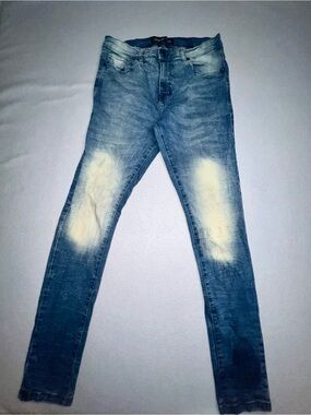 Legendary Status Women's Distressed Bleach-Spot Skinny Jeans Blue Size 18